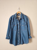 Oversized Denim Snap Button Shirt (XL)