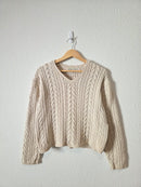 Vintage Cable Knit Cotton Sweater (L)