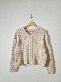 Vintage Cable Knit Cotton Sweater (L)