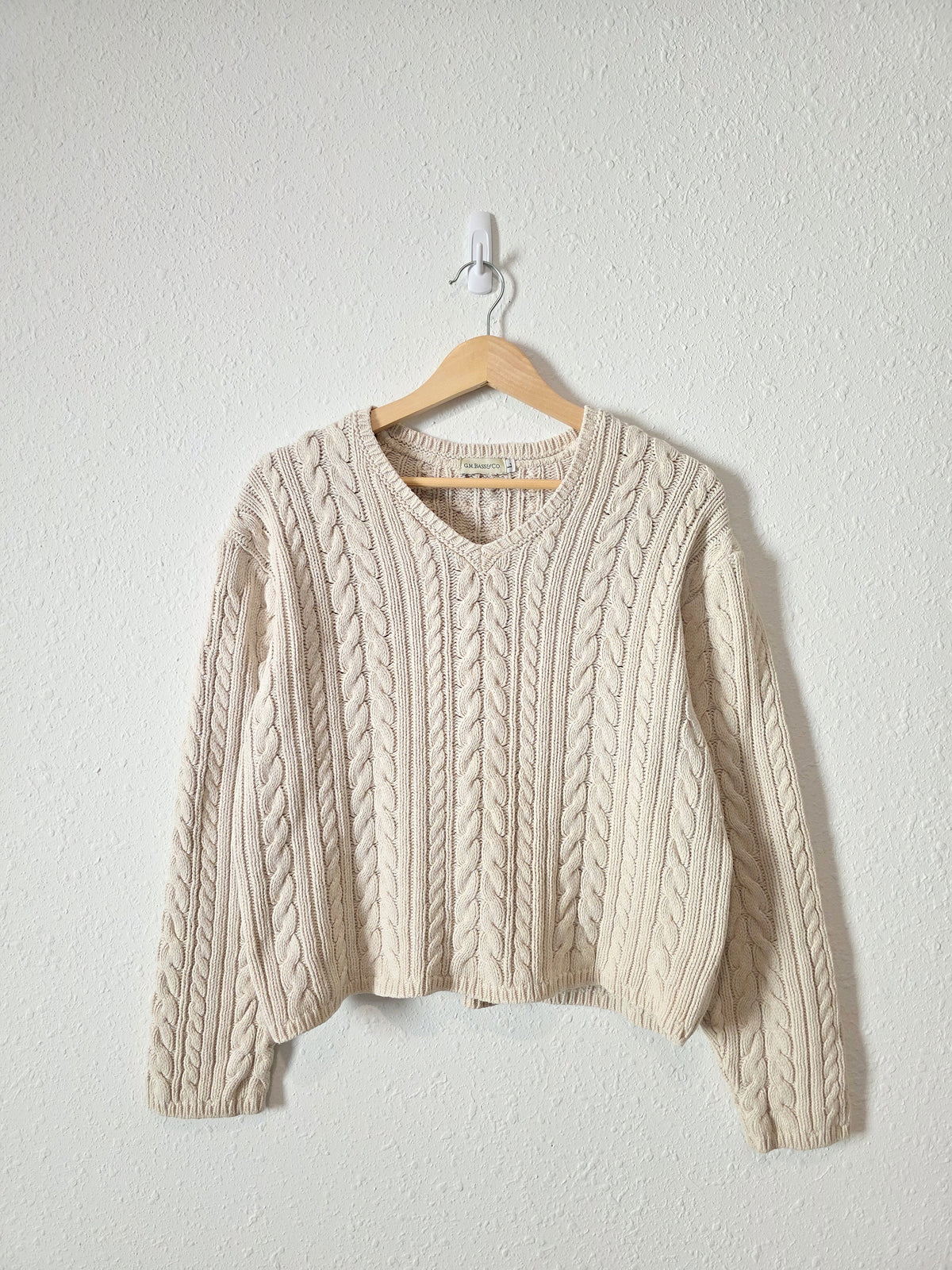Vintage Cable Knit Cotton Sweater (L)