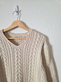 Vintage Cable Knit Cotton Sweater (L)