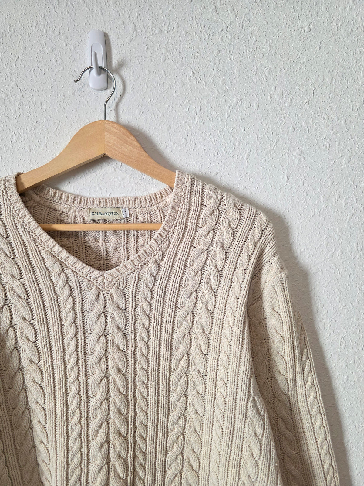 Vintage Cable Knit Cotton Sweater (L)