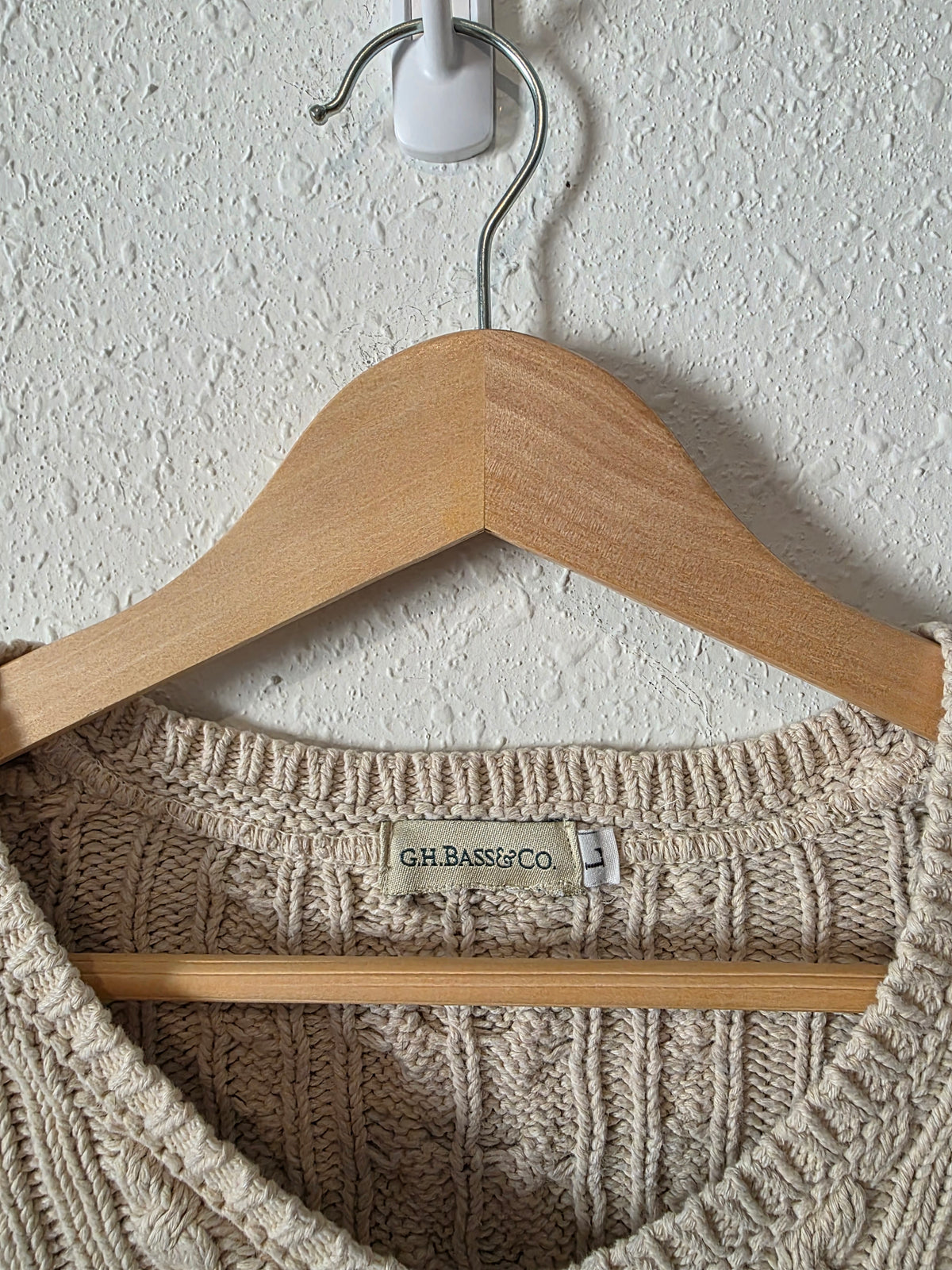Vintage Cable Knit Cotton Sweater (L)