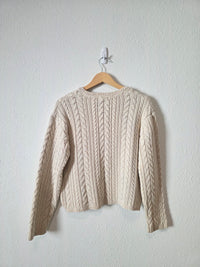 Vintage Cable Knit Cotton Sweater (L)