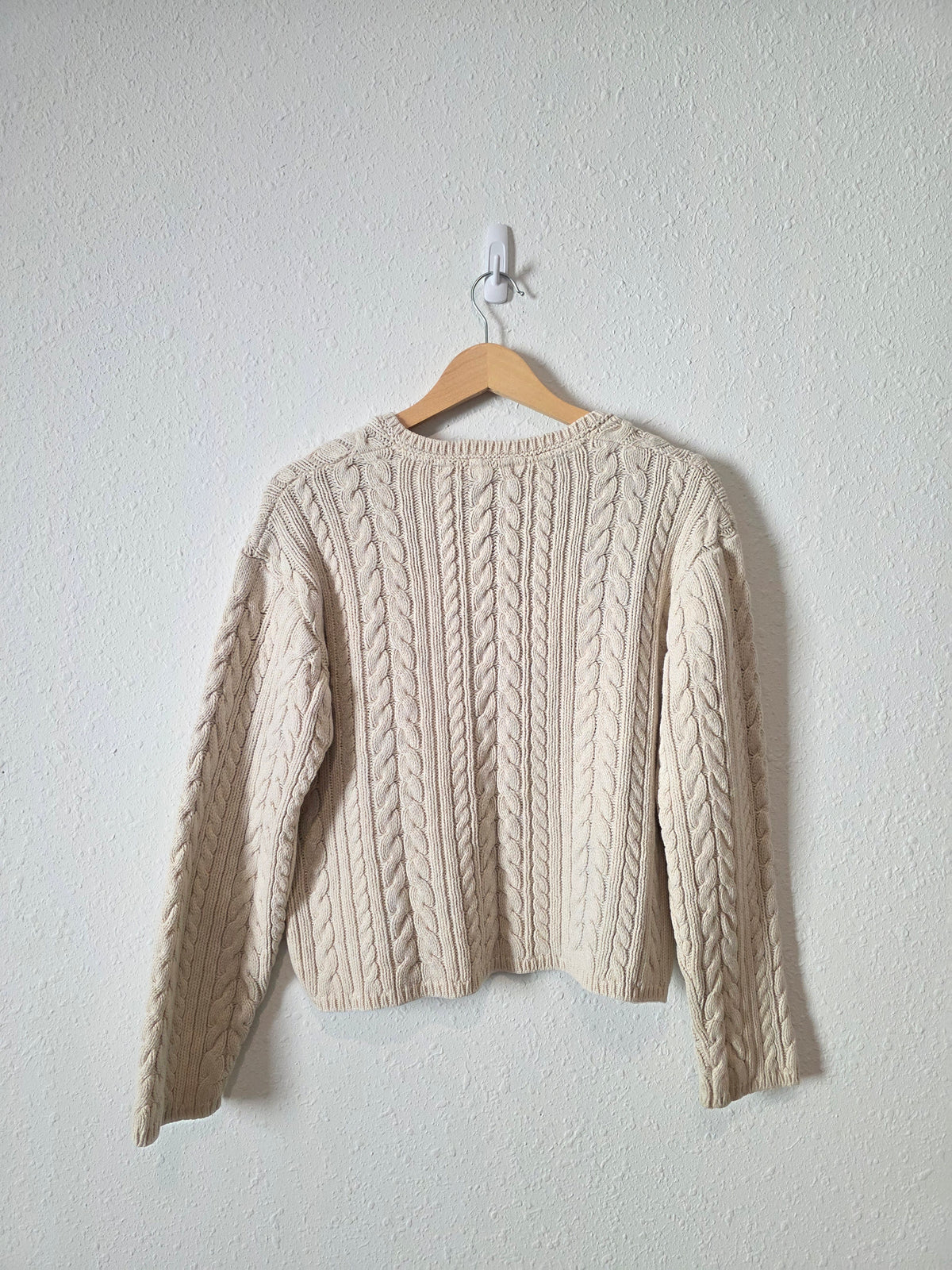 Vintage Cable Knit Cotton Sweater (L)