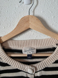 Striped Cotton Crewneck Cardigan (L)