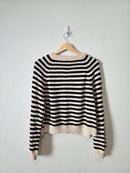 Striped Cotton Crewneck Cardigan (L)