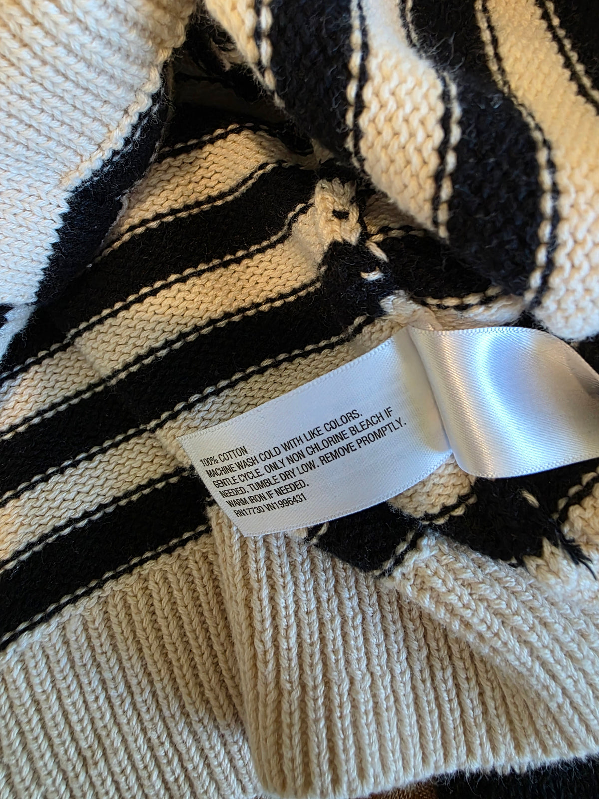 Striped Cotton Crewneck Cardigan (L)