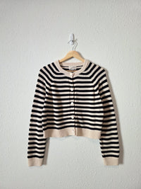 Striped Cotton Knit Cardigan (XS)