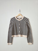Striped Cotton Knit Cardigan (XS)