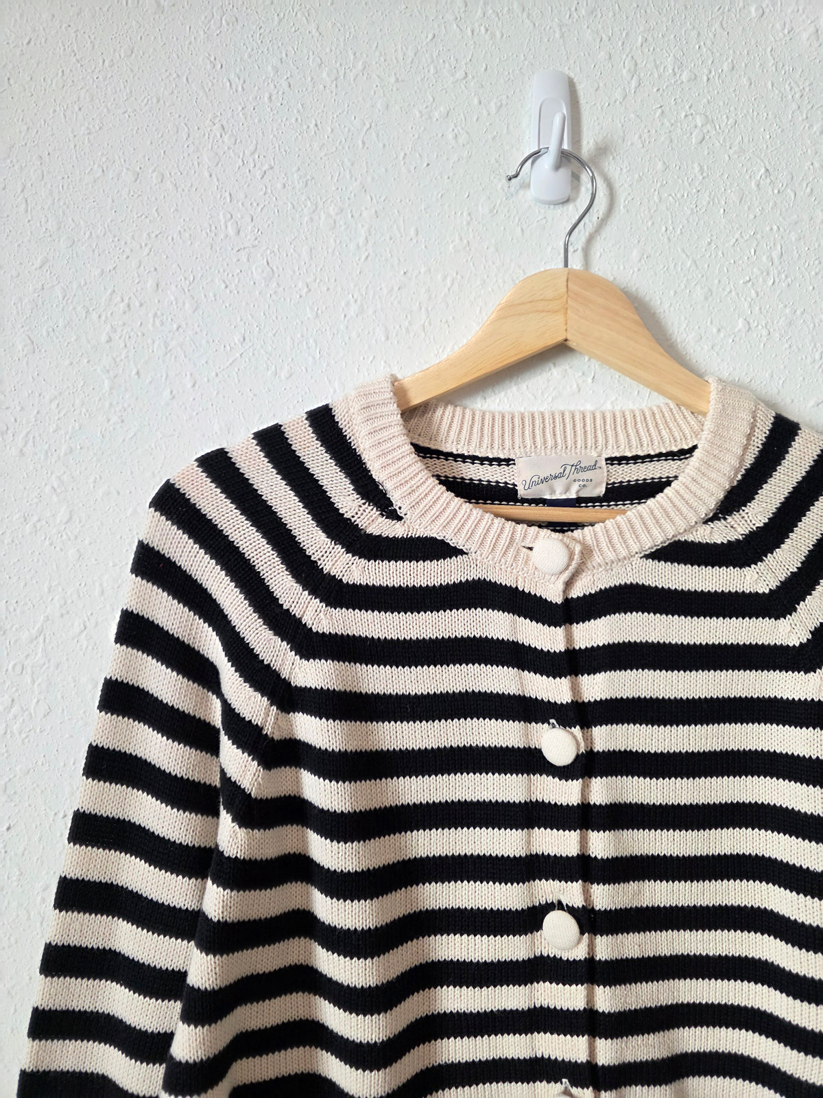 Striped Cotton Knit Cardigan (XS)