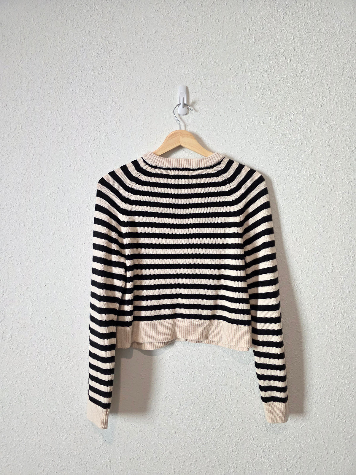 Striped Cotton Knit Cardigan (XS)
