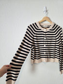 Striped Cotton Knit Cardigan (XS)