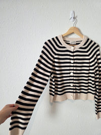 Striped Cotton Knit Cardigan (XS)