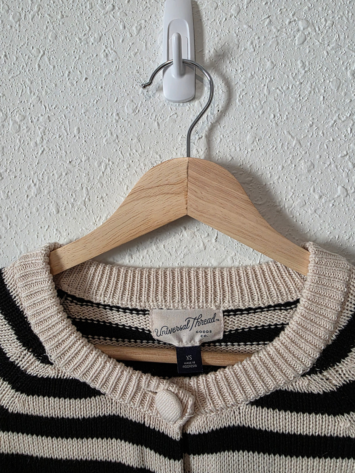 Striped Cotton Knit Cardigan (XS)