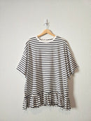 Free People Striped Ruffle Hem Tee (M)