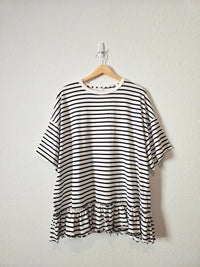Free People Striped Ruffle Hem Tee (M)