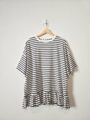 Free People Striped Ruffle Hem Tee (M)