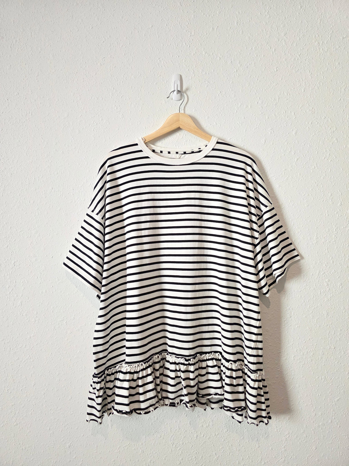 Free People Striped Ruffle Hem Tee (M)