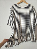 Free People Striped Ruffle Hem Tee (M)