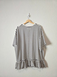 Free People Striped Ruffle Hem Tee (M)