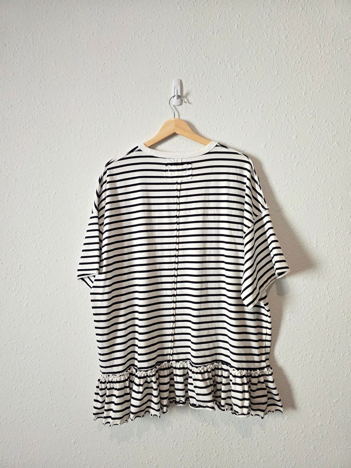 Free People Striped Ruffle Hem Tee (M)
