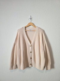 Cream Shaker Stitch Cardigan Sweater (XXL)