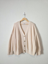 Cream Shaker Stitch Cardigan Sweater (XXL)