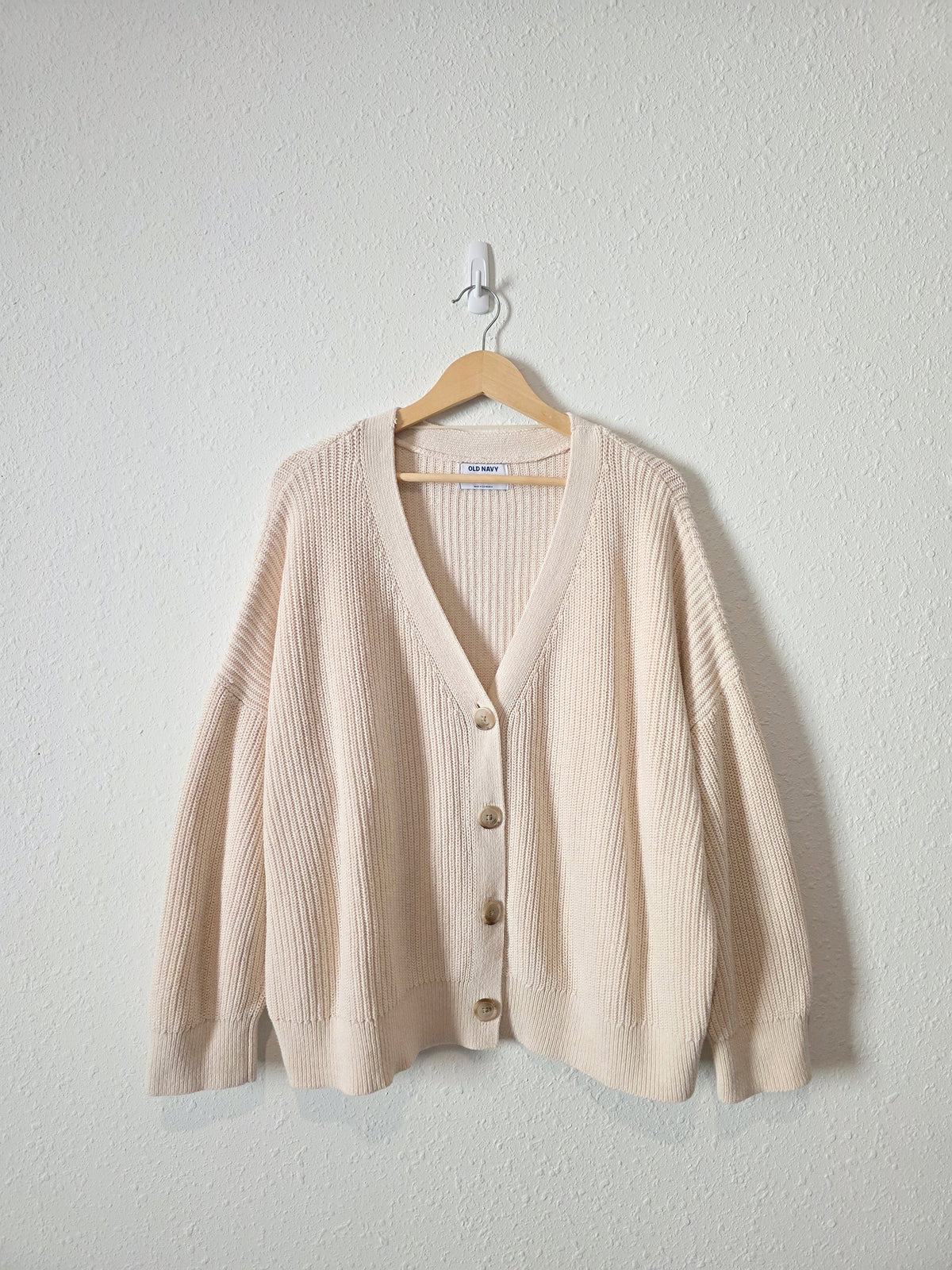 Cream Shaker Stitch Cardigan Sweater (XXL)