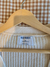 Cream Shaker Stitch Cardigan Sweater (XXL)