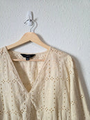 Floral Eyelet Puff Sleeve Top (L)