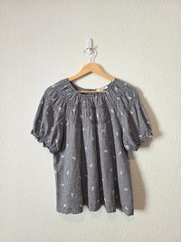 Madewell Floral Gingham Linen Blend Top (XL)