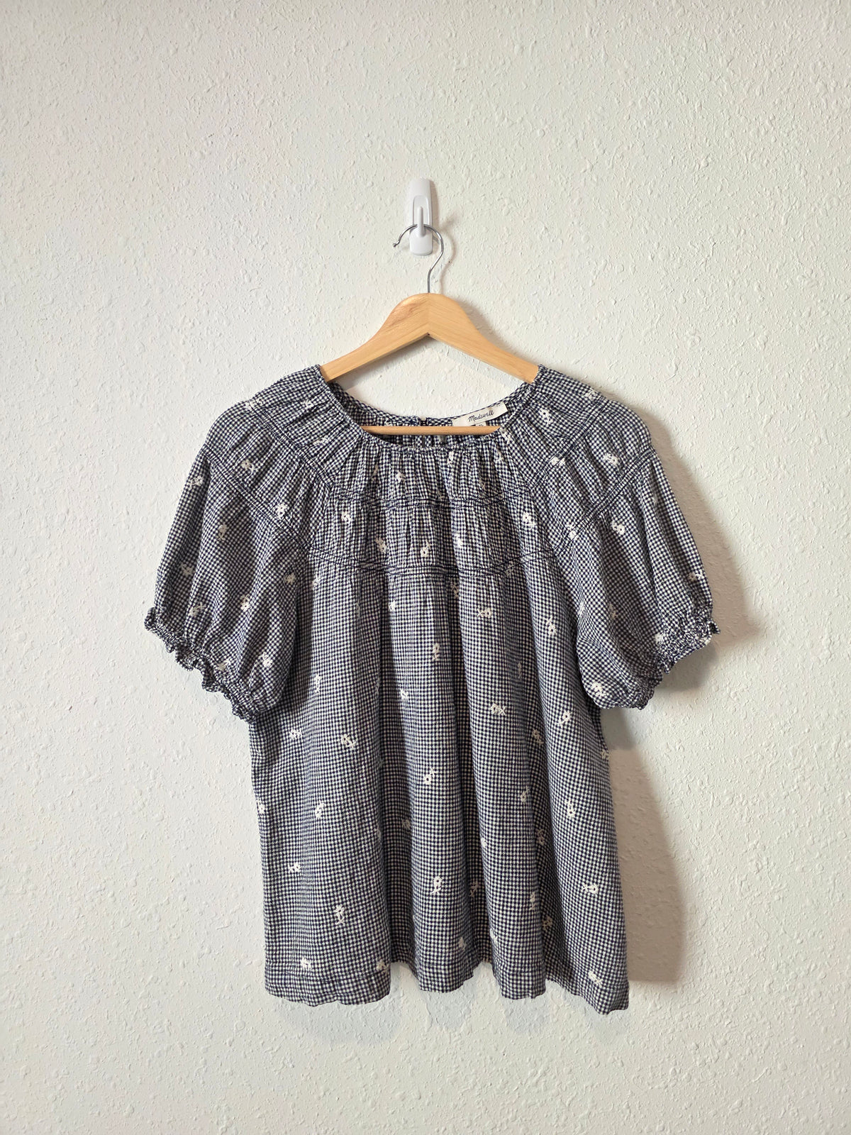 Madewell Floral Gingham Linen Blend Top (XL)