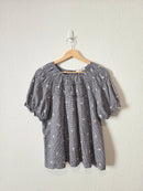 Madewell Floral Gingham Linen Blend Top (XL)