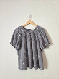 Madewell Floral Gingham Linen Blend Top (XL)