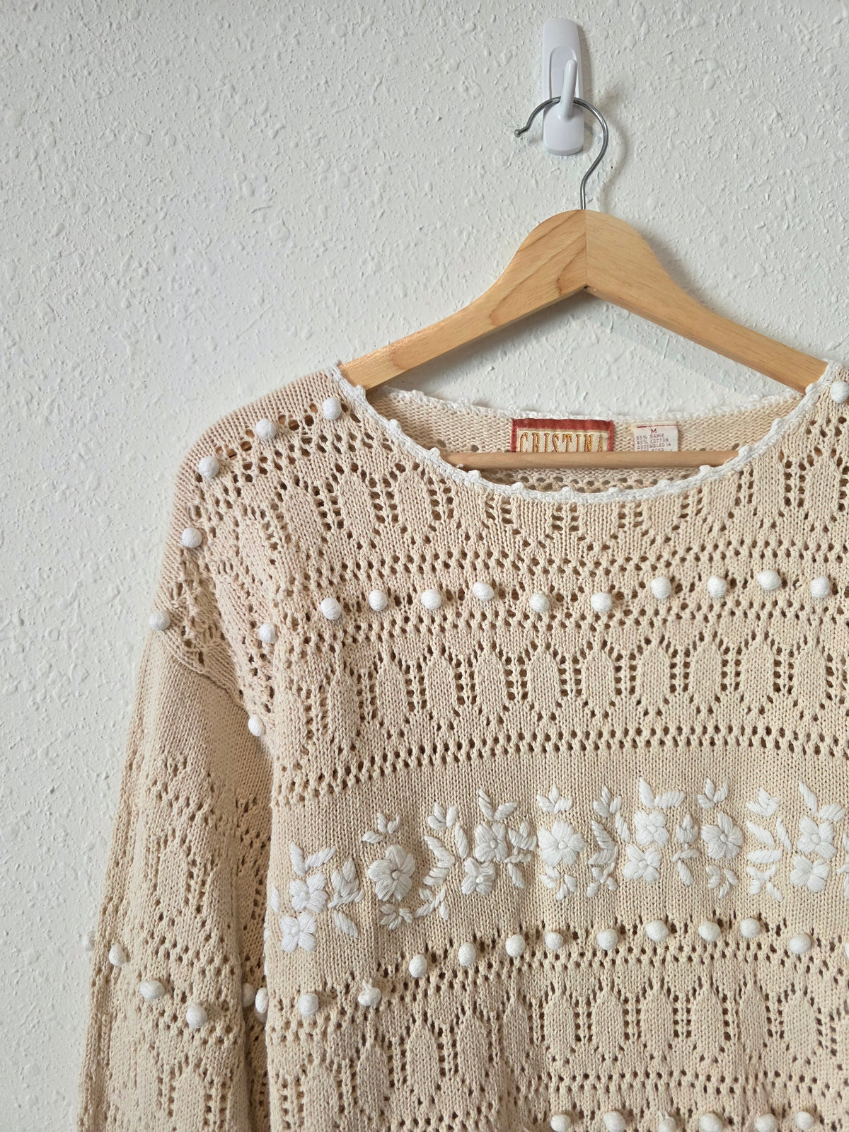 Vintage Floral Embroidered Sweater (M)