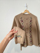 Vintage Floral Embroidered Silk Blend Sweater (LP)