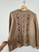 Vintage Floral Embroidered Silk Blend Sweater (LP)