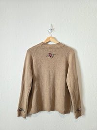Vintage Floral Embroidered Silk Blend Sweater (LP)
