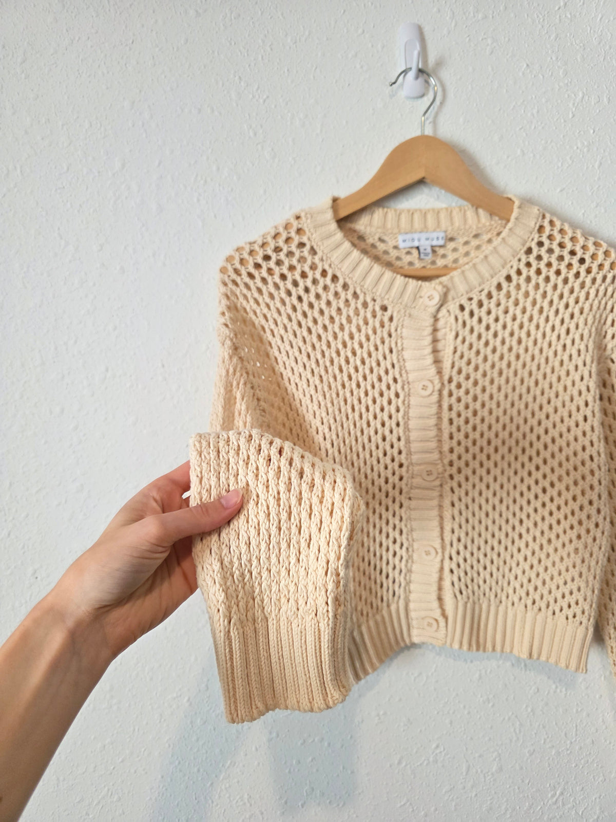 Miou Muse Open Stitch Cotton Cardigan (M)