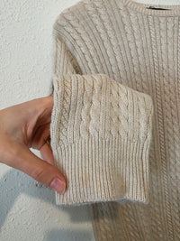 Vintage Cable Knit Cotton Sweater (L)