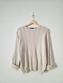Vintage Cable Knit Cotton Sweater (L)