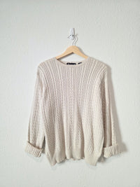 Vintage Cable Knit Cotton Sweater (L)