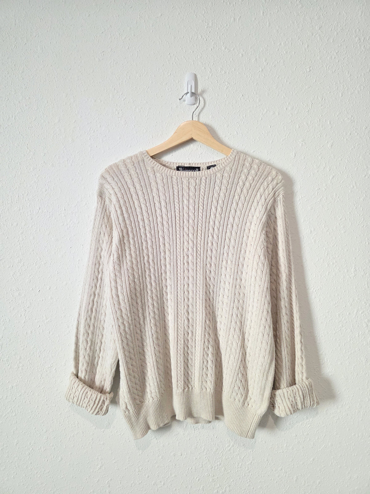 Vintage Cable Knit Cotton Sweater (L)