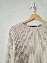 Vintage Cable Knit Cotton Sweater (L)