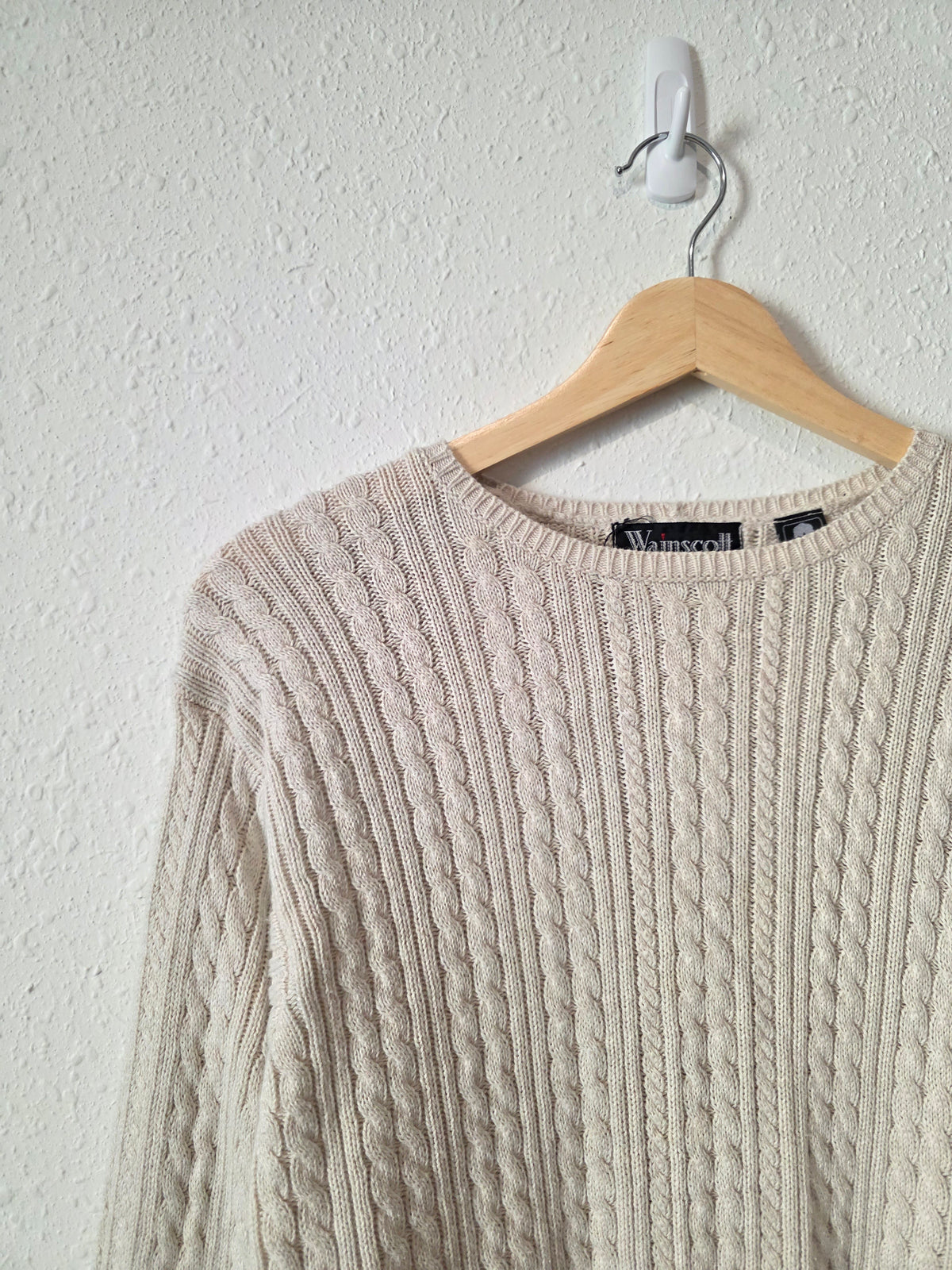 Vintage Cable Knit Cotton Sweater (L)