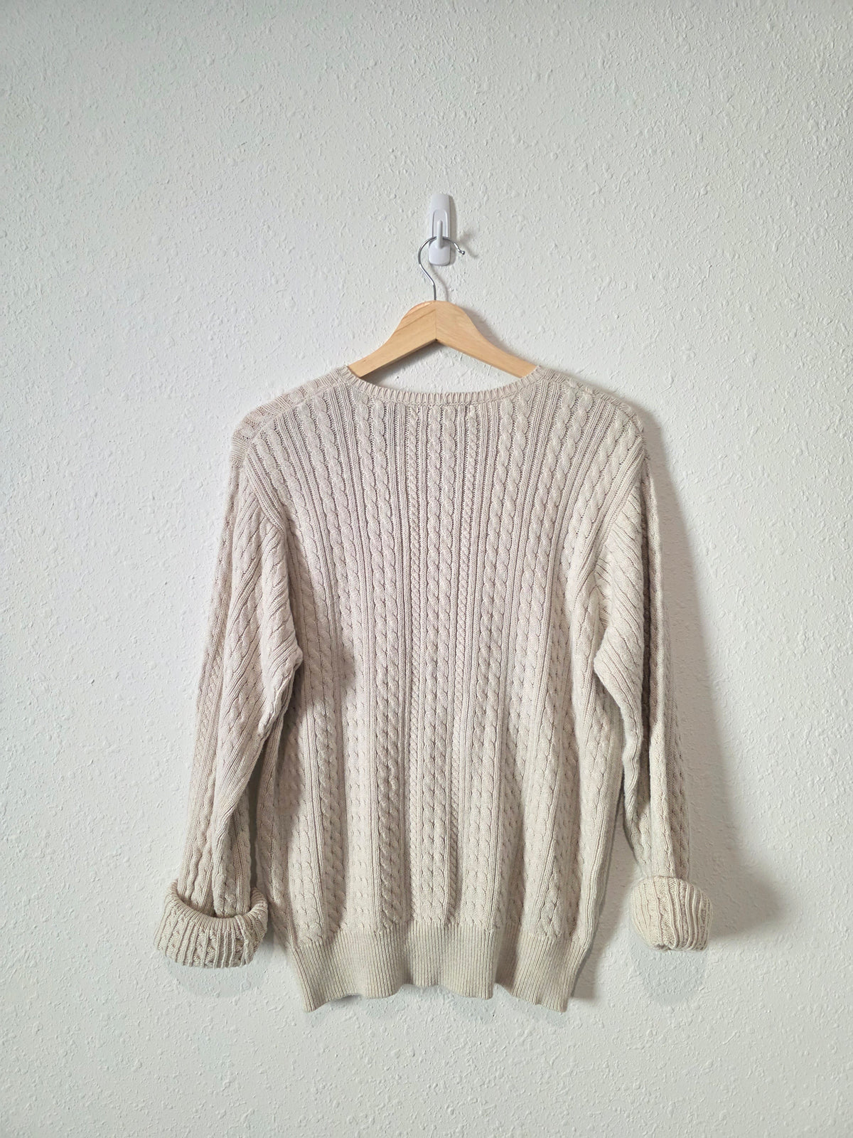 Vintage Cable Knit Cotton Sweater (L)