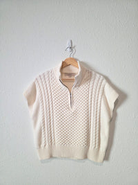 Loft Cable Knit Quarter Zip Sweater (M)