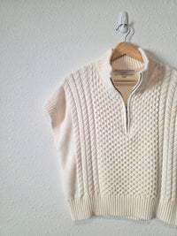 Loft Cable Knit Quarter Zip Sweater (M)