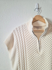 Loft Cable Knit Quarter Zip Sweater (M)
